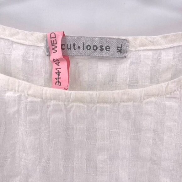 Cut Loose Size XL White Lagenlook Minimalist Coastal Long Sleeve Tunic Top - Picture 2 of 5